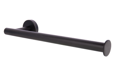 Cofan – Toallero Negro Mate | Diseño Redondo | Acero Inoxidable | Kit de Fijación Incluido | 28 x 8 x 5 cm